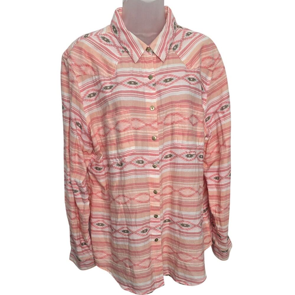 Ariat R.E.A.L. Women’s XXL 2XL Pink Southwestern Aztec Western Shirt
